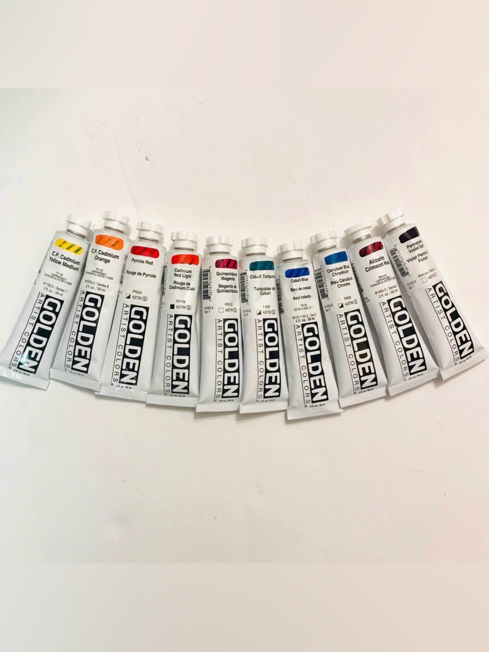 10 GOLDEN heavy body acrylic high series paint lot of 10. All 2 oz tubes